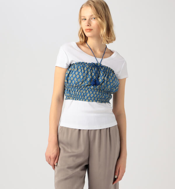 SOULEIADO「レーヨンエテプリント ビスチェ」|シャツ・ブラウス|66 ブルー系