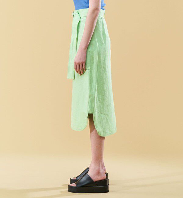 DES PRES「リネンナイロンストレッチ トラペーズスカート」|台形|