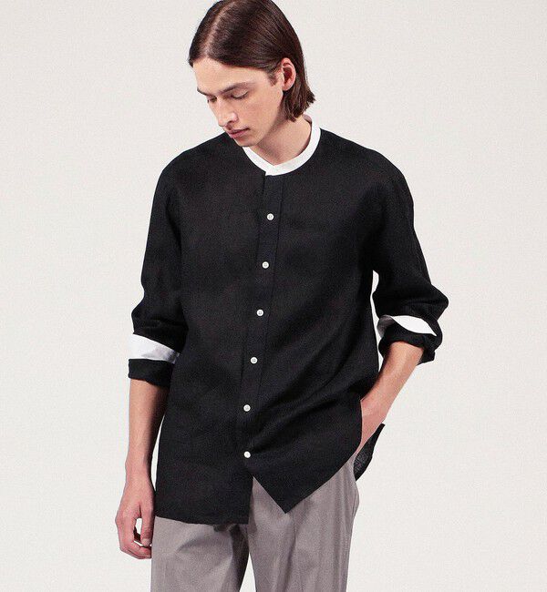 TOMORROWLAND MENS「アイリッシュリネン バンドカラーシャツ」|シャツ・ブラウス|