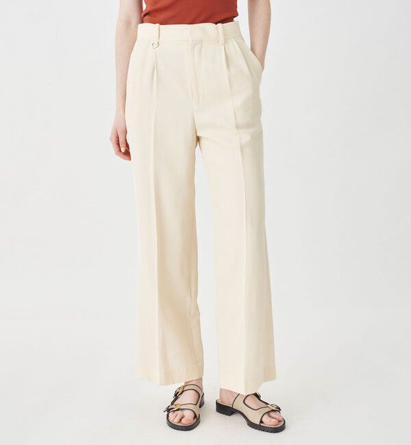 MACPHEE「コットンアセテートツイル タックフレアパンツ」|スラックス|