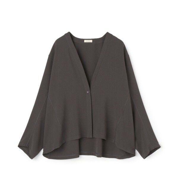 DES PRES「ジャージーライクジョーゼット カラーレスジャケット」|ノーカラージャケット|17 チャコールグレー