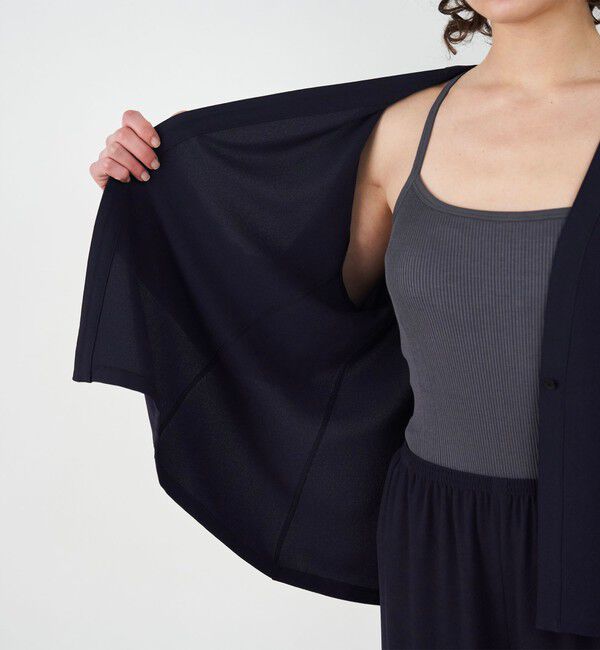 DES PRES「ジャージーライクジョーゼット カラーレスジャケット」|ノーカラージャケット|