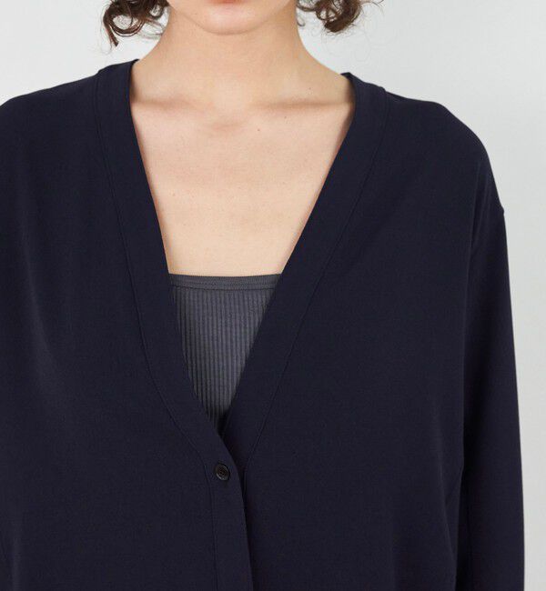 DES PRES「ジャージーライクジョーゼット カラーレスジャケット」|ノーカラージャケット|