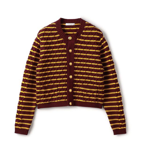 MACPHEE「ハイブリットコットンケーブル クルーネックカーディガン」|カーディガン|36 レッド系