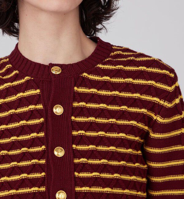 MACPHEE「ハイブリットコットンケーブル クルーネックカーディガン」|カーディガン|