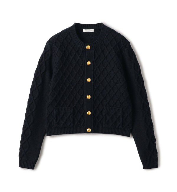 MACPHEE「ハイブリットコットンケーブル クルーネックカーディガン」|カーディガン|69 ネイビー