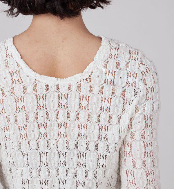 MACPHEE「コットンナイロンレース クルーネックプルオーバー」|Tシャツ・カットソー|