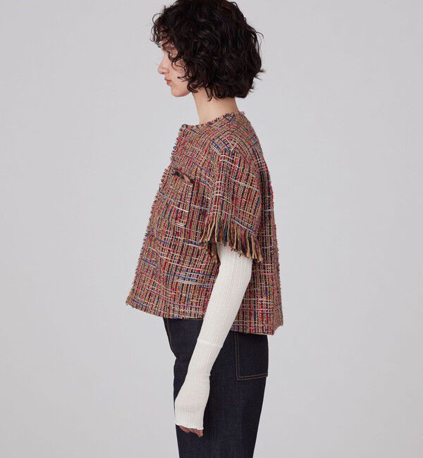MACPHEE「マルチツイード ラウンドカラージャケット」|ノーカラージャケット|