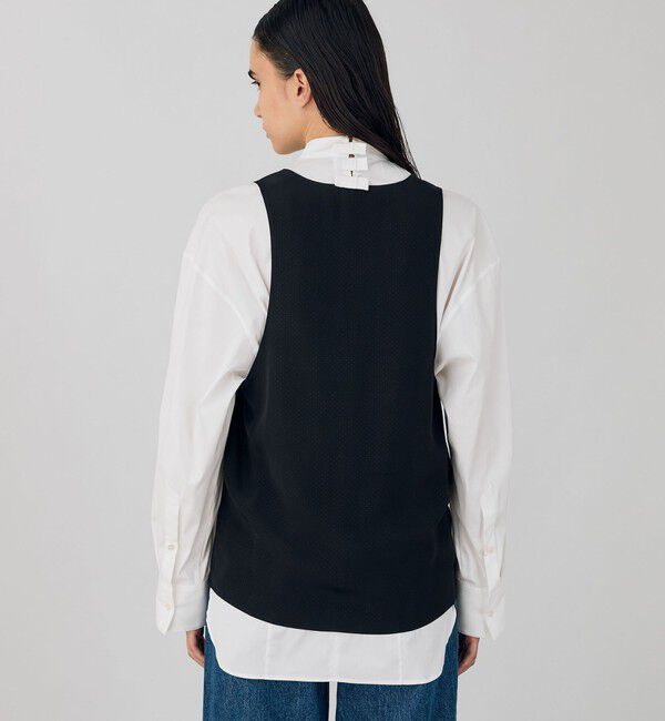 DES PRES「ドットジャカード Uネックノースリーブブラウス」|シャツ・ブラウス|