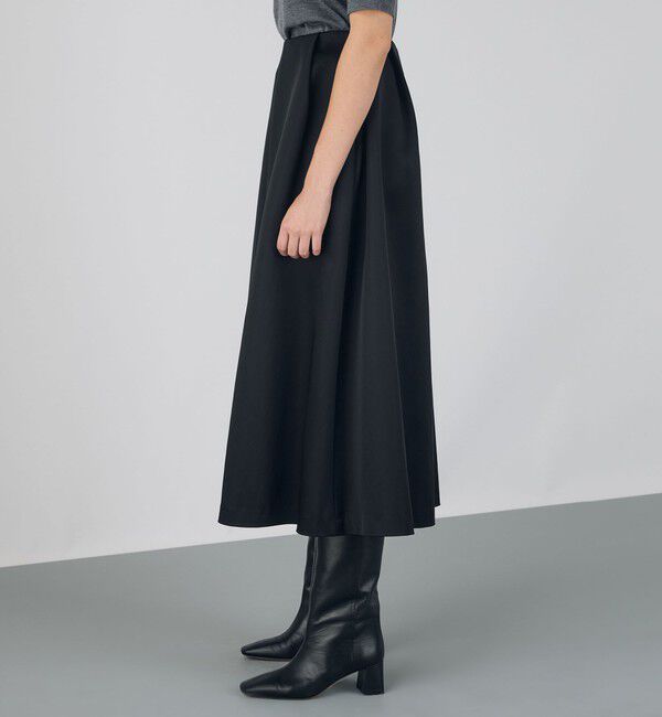 DES PRES「ナイロンハイカウントダブルクロス タックフレアスカート」|フレア|