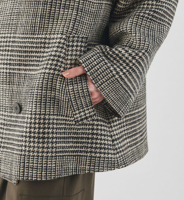 GALERIE VIE「グレナカートチェック カラーレストレンチショートコート」|ノーカラーコート|