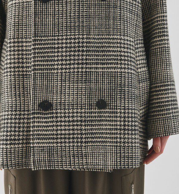 GALERIE VIE「グレナカートチェック カラーレストレンチショートコート」|ノーカラーコート|