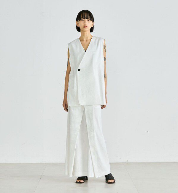 Edition「リネンストレッチ ラップスカート」|スカート|