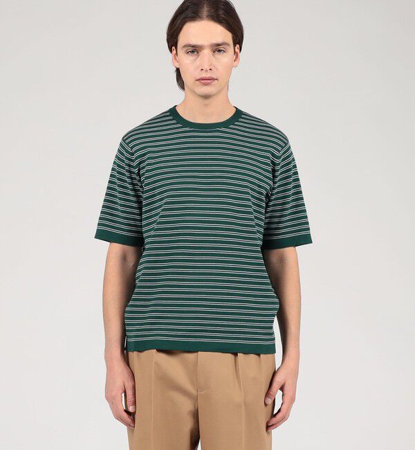 TOMORROWLAND MENS「TOMORROWLAND tricot シーアイランドコットン ハーフスリーブクルーネックニット」|ニット・セーター|