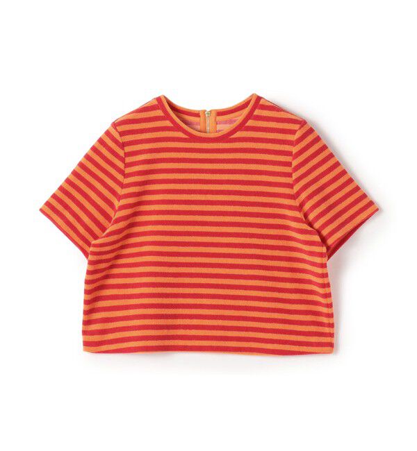 TOMORROWLAND collection「パイルボーダー ハーフスリーブプルオーバー」|Tシャツ・カットソー|36 レッド系