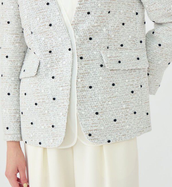 Ballsey「ラッピングツイード Vカラージャケット」|ノーカラージャケット|