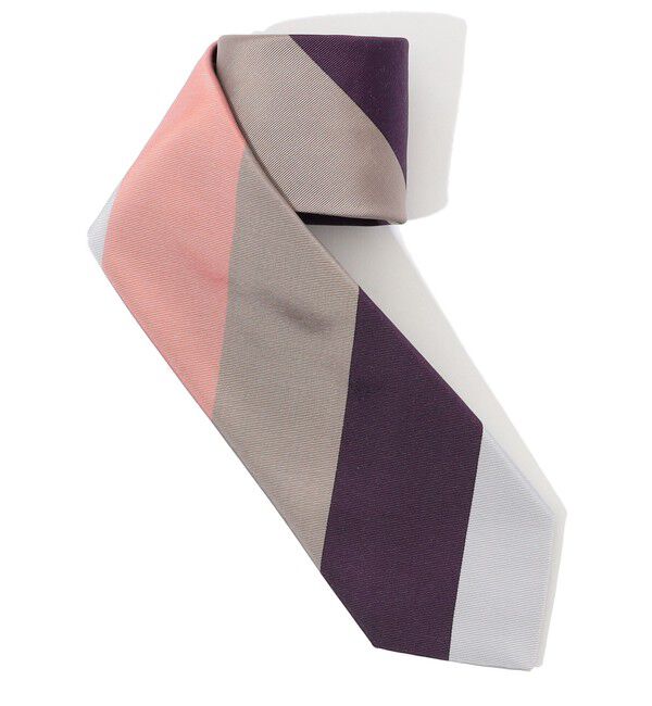 TOMORROWLAND GOODS「FRANCO BASSI シルクジャガード レジメンタルストライプネクタイ」|ネクタイ・蝶ネクタイ|44 ピンク系