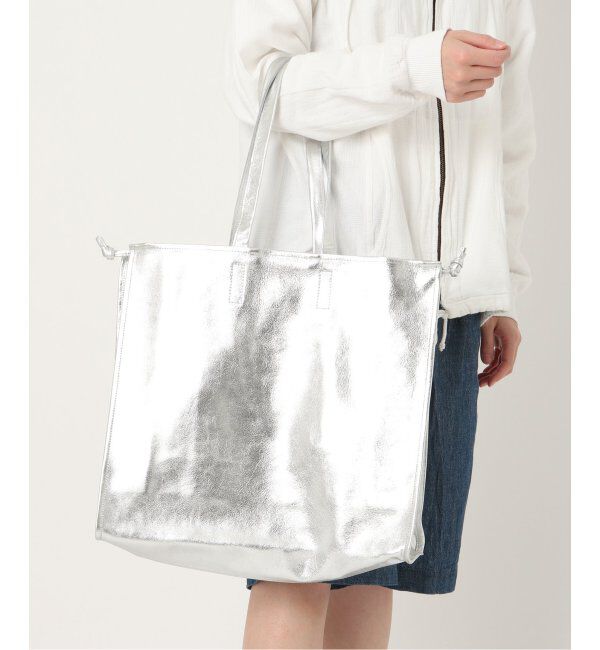  「【blancle/ ブランクレ】M.LETHER SQUEEZE BIG TOTE」|トートバッグ|シルバー