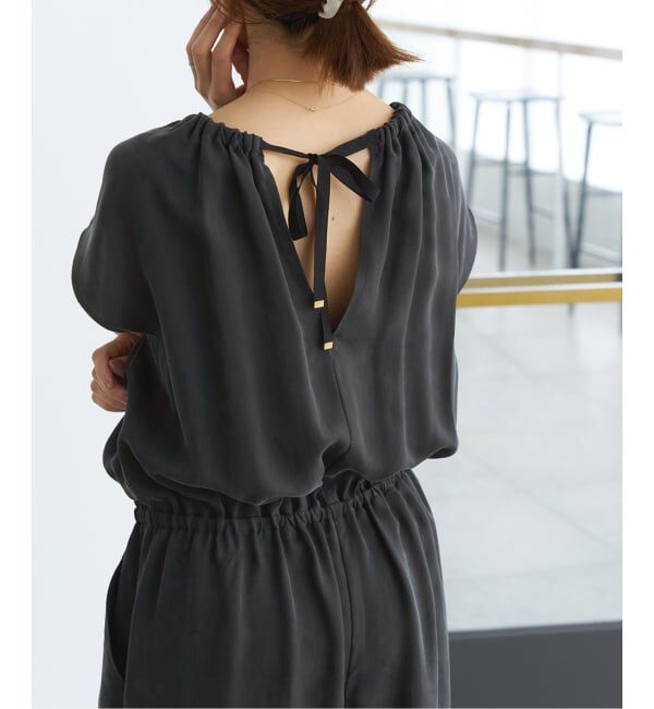 IENA「《追加3》キュプラギャザーネックオールインワン」|オールインワン|ブラック A