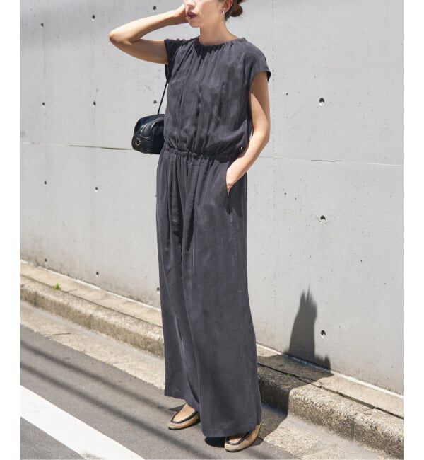 IENA「《追加3》キュプラギャザーネックオールインワン」|オールインワン|ネイビー