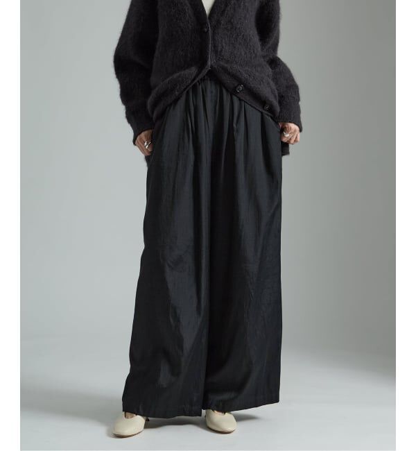 VERMEIL par iena「《追加》シルクライクサテン リラックスパンツ」|スラックス|ブラック