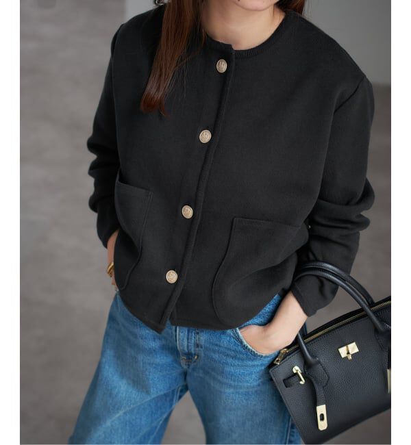 SLOBE IENA「《一部WEB・店舗限定カラーあり》ダブルフェイスニットジャケット」|カーディガン|