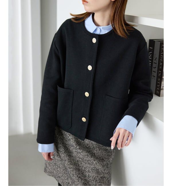 SLOBE IENA「《一部WEB・店舗限定カラーあり》ダブルフェイスニットジャケット」|カーディガン|