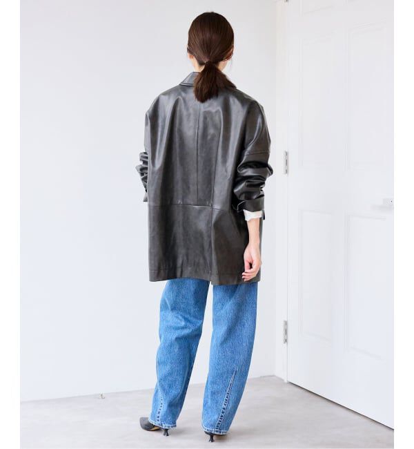 SLOBE IENA「《WEB限定/追加》フェイクレザーブルゾン」|ライダースジャケット|