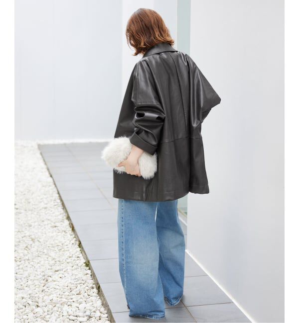 SLOBE IENA「《WEB限定/追加》フェイクレザーブルゾン」|ライダースジャケット|