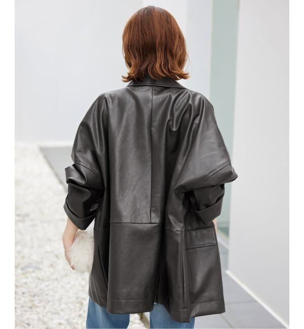 SLOBE IENA「《WEB限定/追加》フェイクレザーブルゾン」|ライダースジャケット|