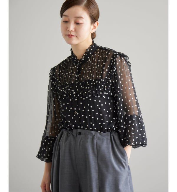 IENA「《WEB限定/追加2》楊柳フリルピンタックブラウス」|シャツ・ブラウス|