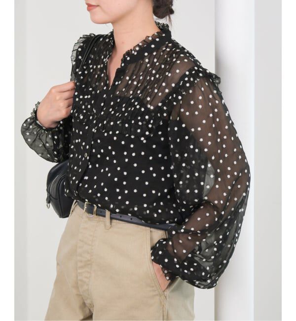 IENA「《WEB限定/追加2》楊柳フリルピンタックブラウス」|シャツ・ブラウス|