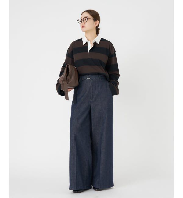 IENA「ステディーデニムワイドレッグスラックス」|デニム|