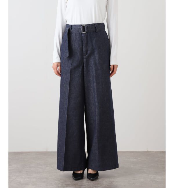 IENA「ステディーデニムワイドレッグスラックス」|デニム|