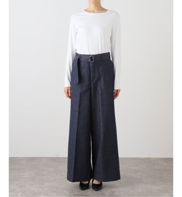 IENA「ステディーデニムワイドレッグスラックス」|デニム|