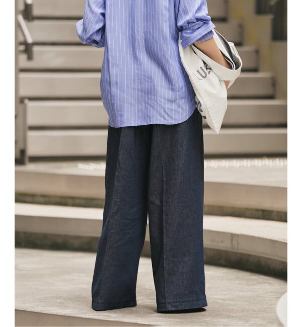 IENA「ステディーデニムワイドレッグスラックス」|デニム|