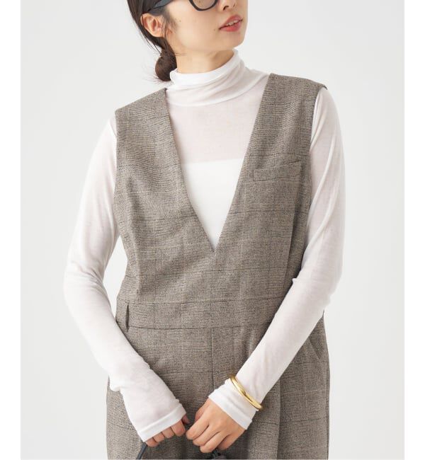 IENA「ソフトチェック サロペット」|オールインワン|