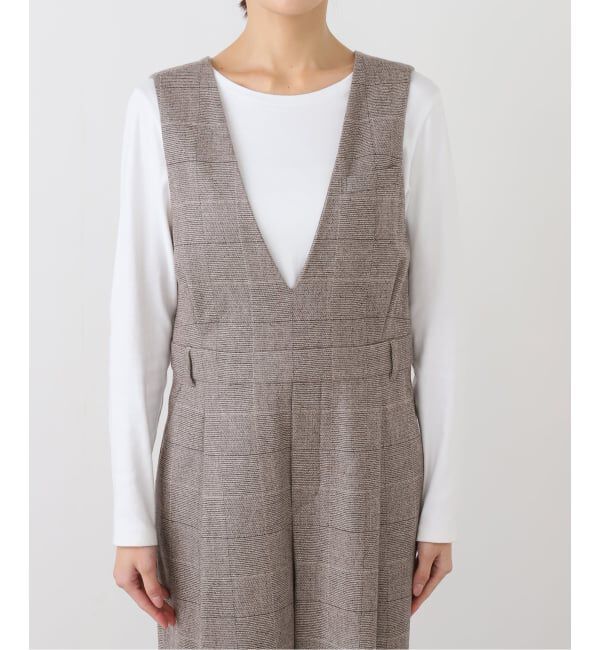 IENA「ソフトチェック サロペット」|オールインワン|