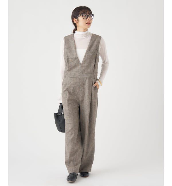 IENA「ソフトチェック サロペット」|オールインワン|