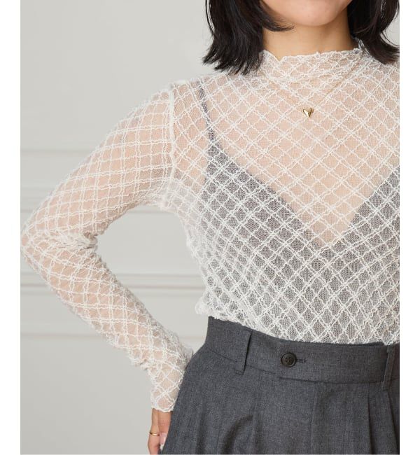 IENA LA BOUCLE「IENA LA BOUCLE ダイヤチュールカットソー」|Tシャツ・カットソー|