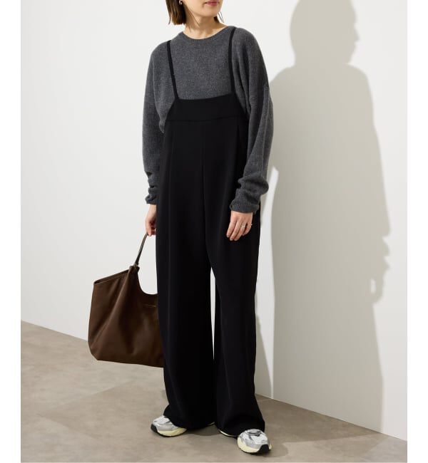 SLOBE IENA「ダブルクロスサロペット」|オールインワン|ブラック