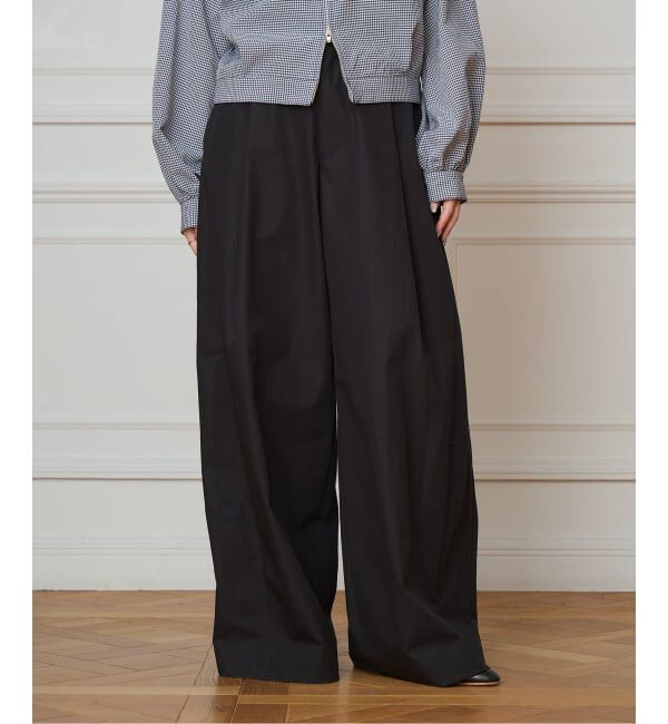 IENA LA BOUCLE「IENA LA BOUCLE コットンウェザーバレルパンツ」|スラックス|ブラック