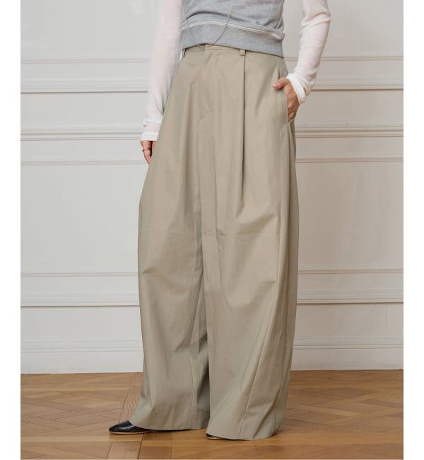IENA LA BOUCLE「IENA LA BOUCLE コットンウェザーバレルパンツ」|スラックス|ベージュ B