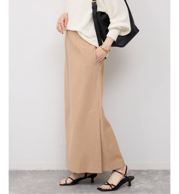 SLOBE IENA「《3サイズ展開/シリーズあり/予約》リネンmixストレッチタイトスカート」|スカート|ベージュ