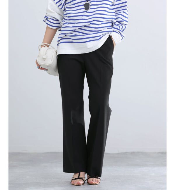 IENA「《予約》ウォッシャブル セミフレアパンツ」|スラックス|ブラック