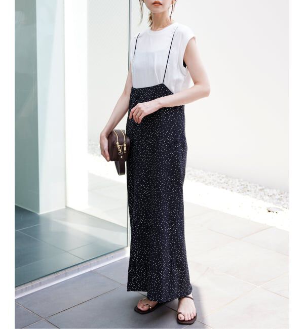 SLOBE IENA「《2枚セット/WEB限定/追加予約》アイラインキャミワンピース&times;ノースリーブTEEセット」|ワンピース|ブラック B