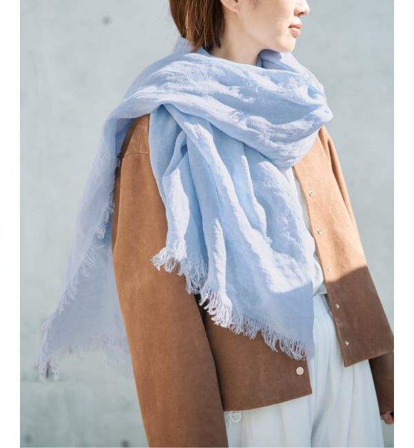 IENA「《予約》ASAUCE MELER/アソースメレ フランダースサン リネンガーゼ」|ストール|サックスブルー