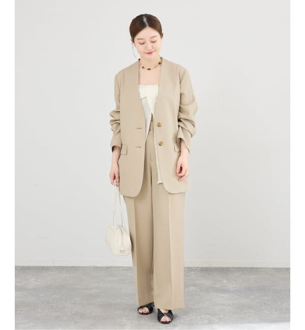 IENA「《セットアップ対応/予約》シャークツイードノーカラージャケット」|ノーカラージャケット|