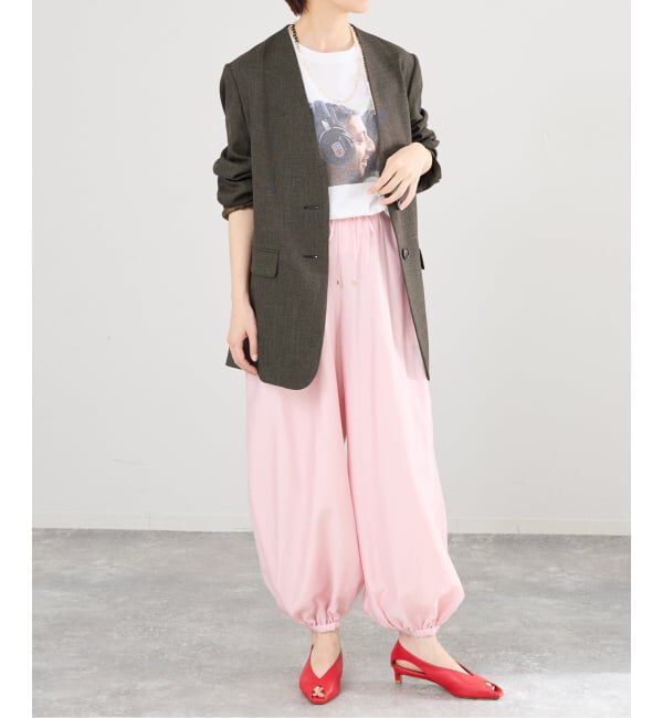 IENA「《セットアップ対応/予約》シャークツイードノーカラージャケット」|ノーカラージャケット|