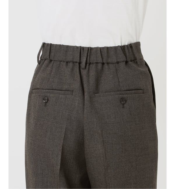 IENA「《セットアップ対応/予約》ウォッシャブル シャークツイードセミワイドパンツ」|スラックス|